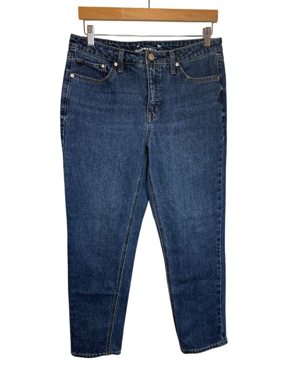 Seven7 Size 8 Slim Straight Ankle Jeans Medium Wash Stretch Denim